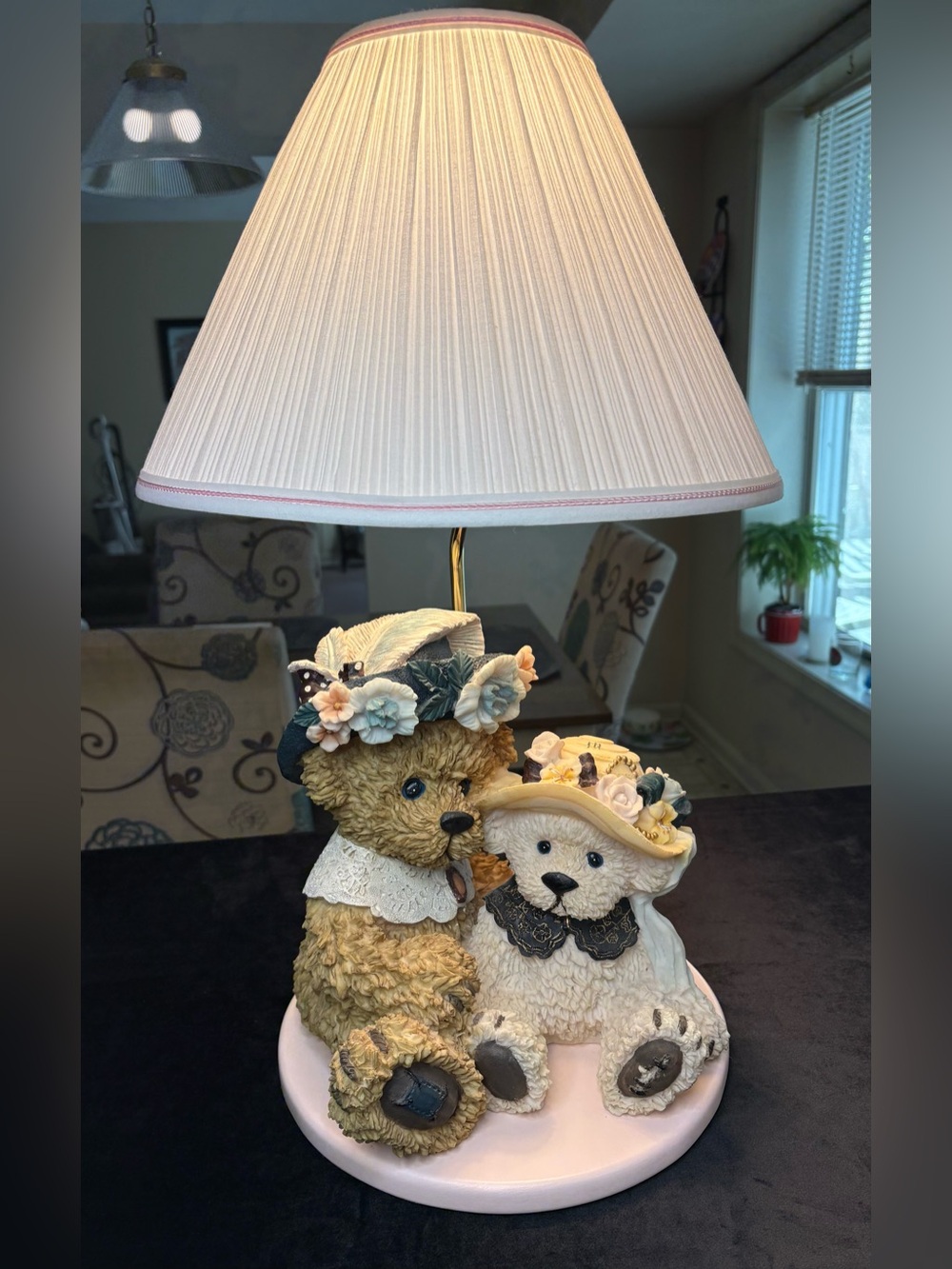 Vintage Mother- And - Daughter Teddy Bear Table Lamp